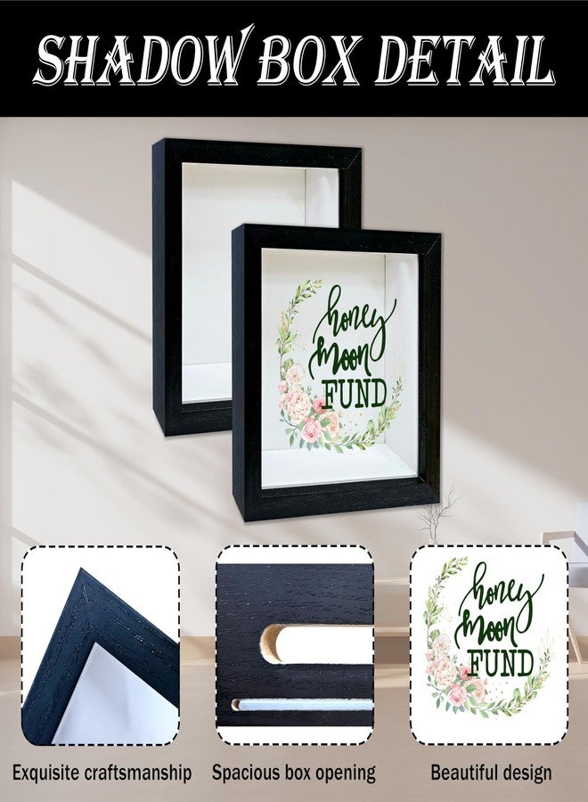 Mueddur Honeymoon Fund Shadow Box Frame, Wedding Money Box with Slot, Greenery Floral Travel Memory Box, Adventure Archive Box, Decorative Wooden Money Savings, Wedding Honeymoon Gifts for Newlyweds -12 - Image 3